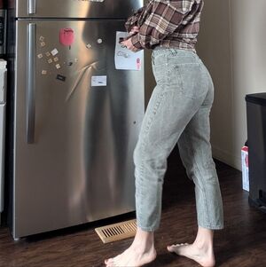 High-Rise Green Quicksilver Size 25 Mom Jean